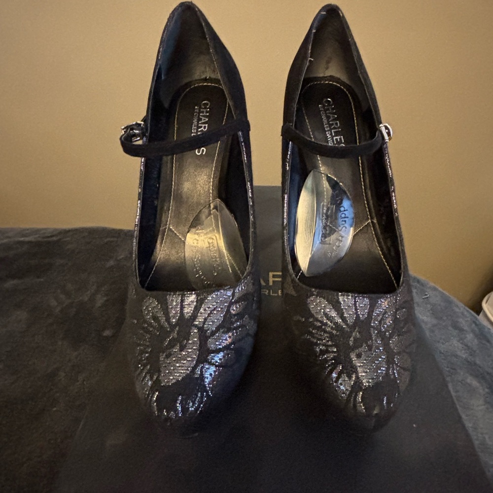 Charles David Black Glitter Heels